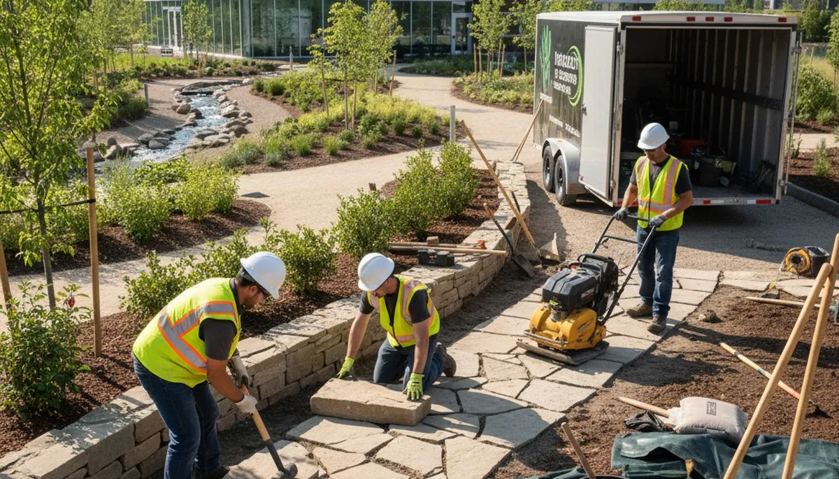 Naperville, IL tree service crew planning landscape design for healthy outdoor spaces