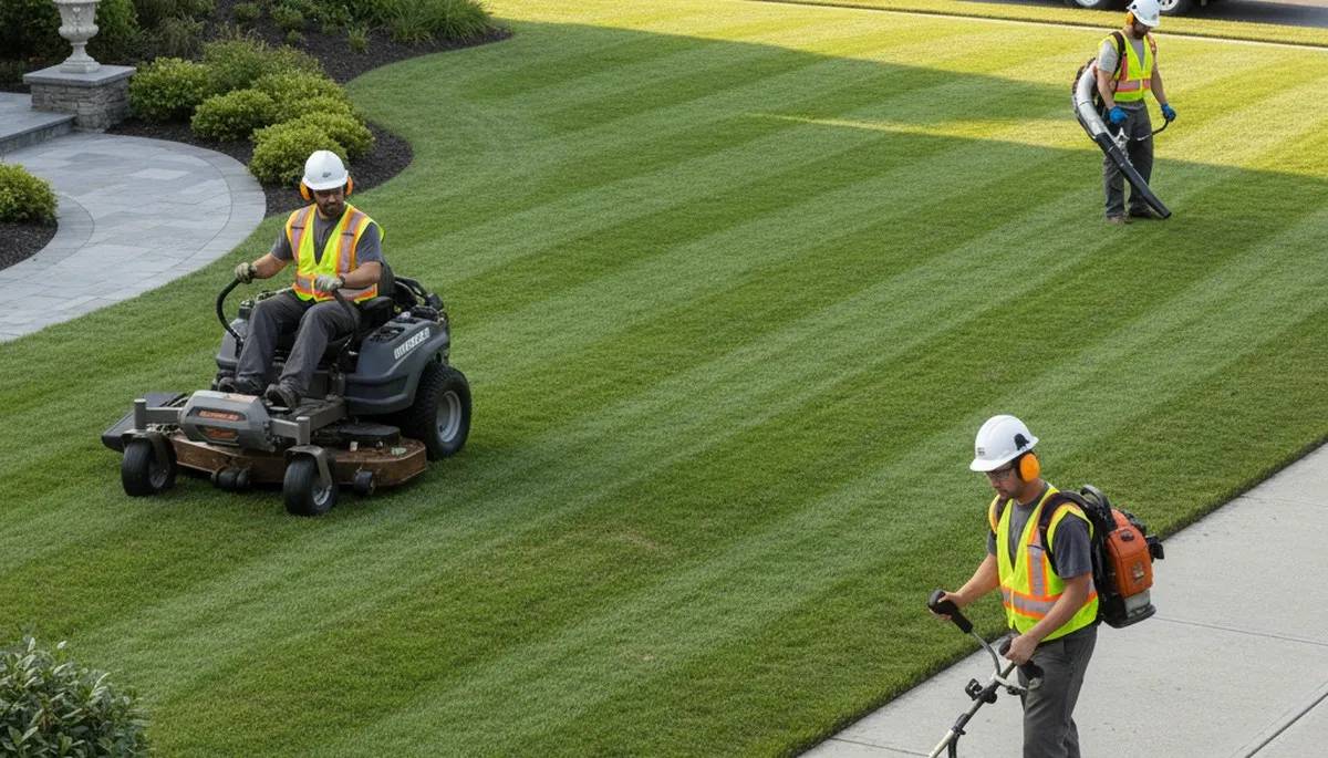 Naperville, IL tree service crew providing professional lawn care and tree maintenance for local properties