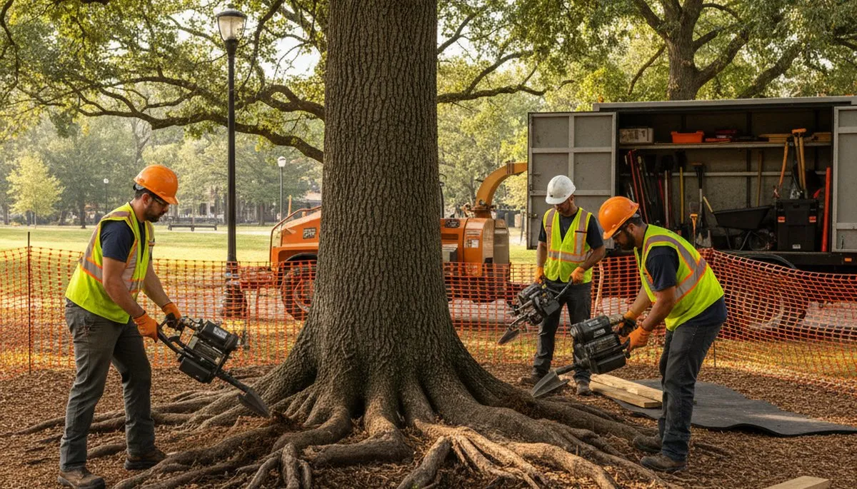 Root protection services in Naperville, IL for tree health and soil support
