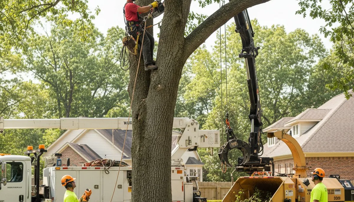 Naperville, IL tree removal crew safely removes a hazardous or dead tree from a residential property
