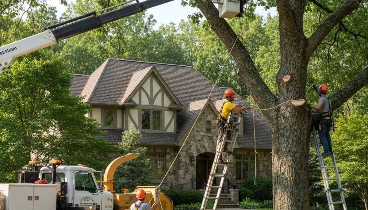 Tree service crew in Naperville, IL providing professional tree care and removal services