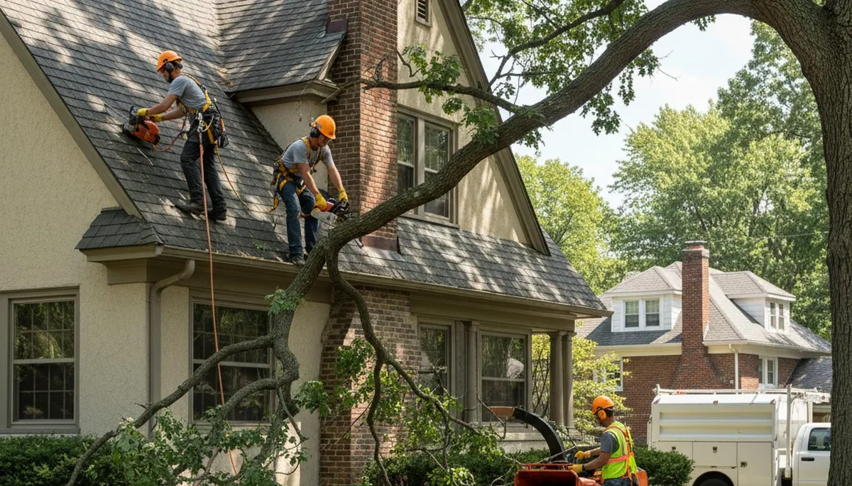 Tree service crew in Naperville, IL providing professional tree care and removal services