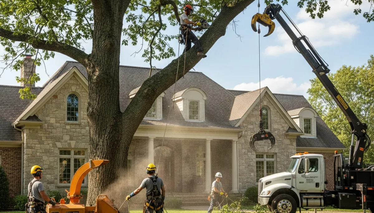 Tree service team in Naperville, IL providing professional tree care for residential and commercial properties