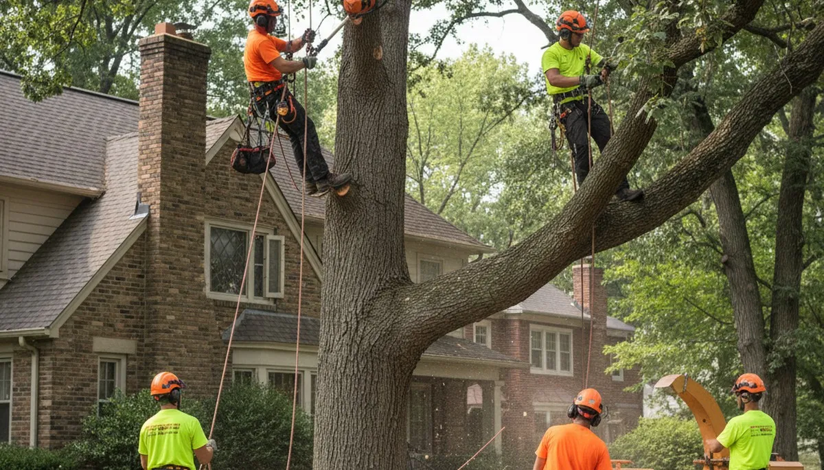Tree service crew in Naperville, IL providing professional tree care and removal services