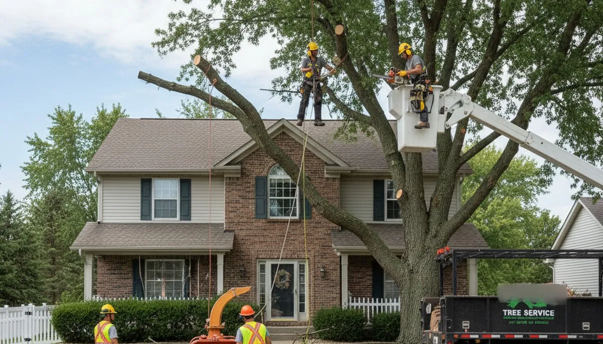 Tree service crew in Naperville, IL providing professional tree care and removal services