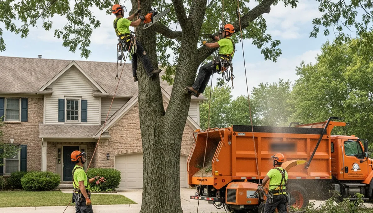Tree service crew in Naperville, IL providing professional tree care and removal services
