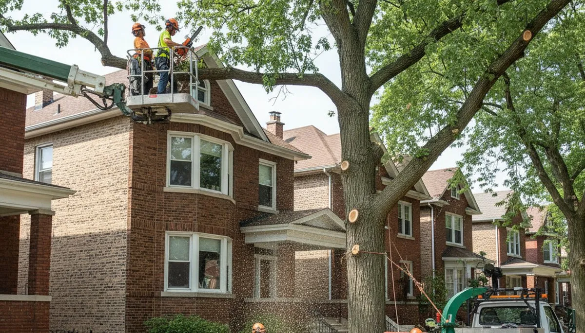 Tree service crew in Naperville, IL providing professional tree care for residential and commercial properties