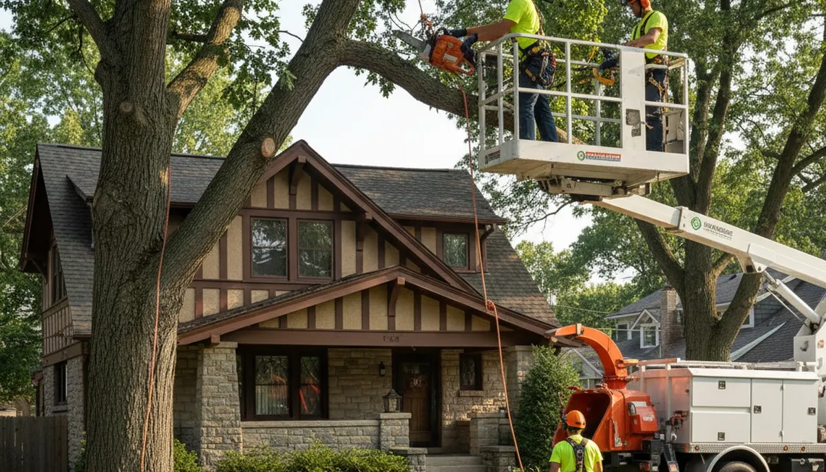 Tree service team in Naperville, IL providing professional tree care and removal for local properties