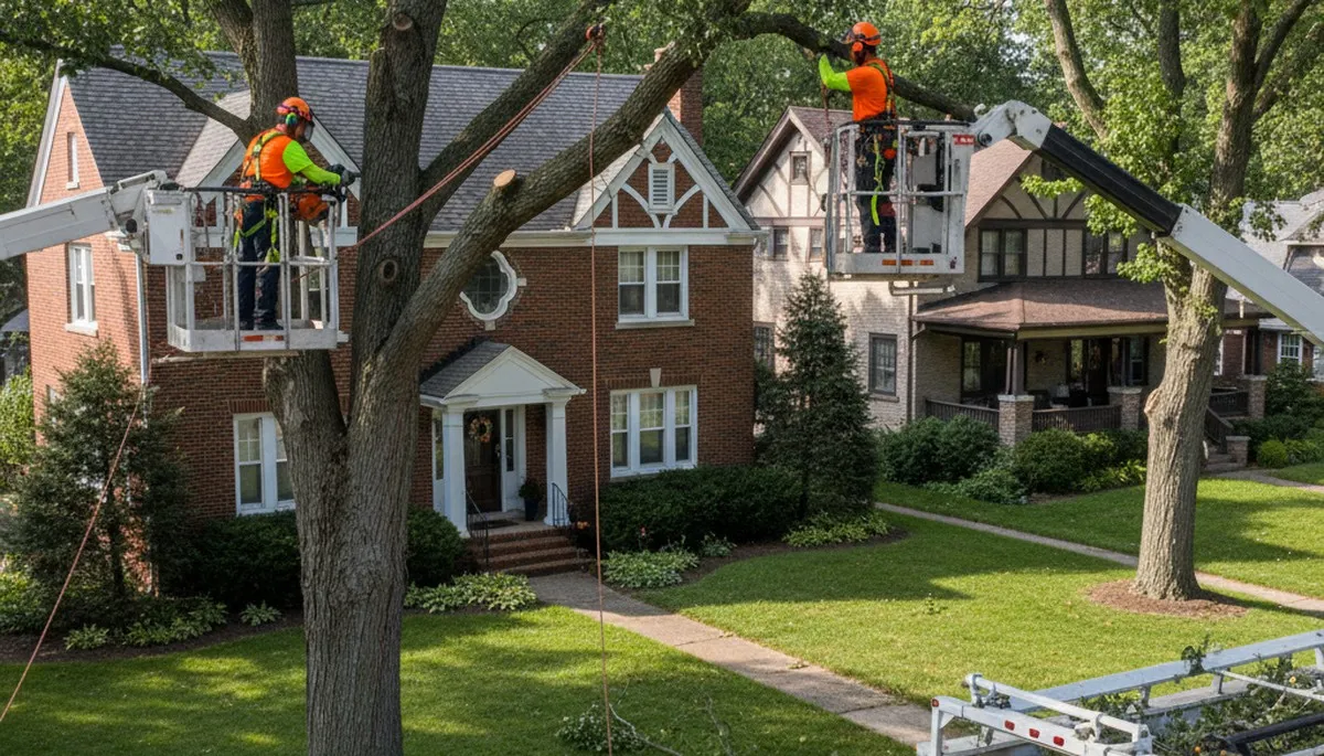 Tree service crew in Naperville, IL providing professional tree care and removal services