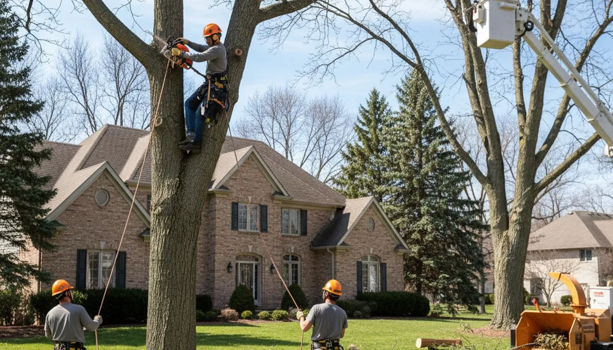 Tree service crew in Naperville, IL providing professional tree care and removal services