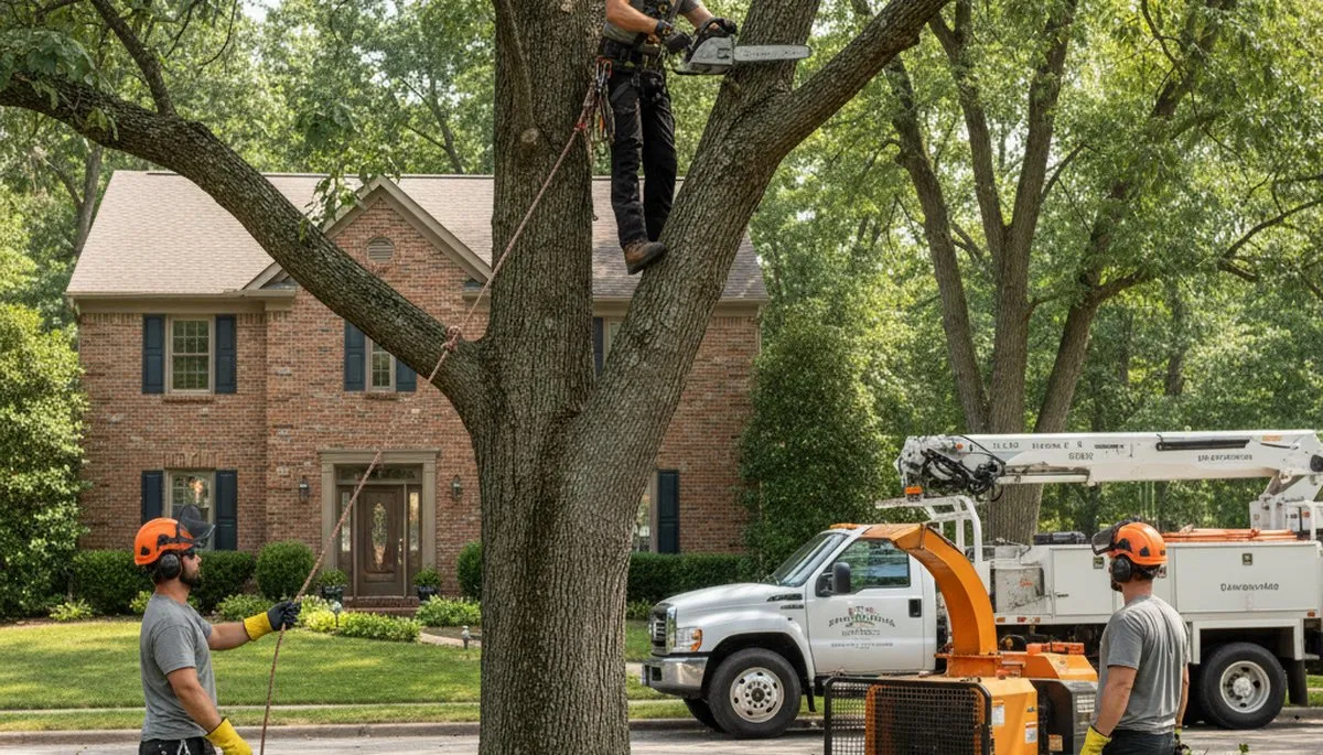 Tree service crew in Naperville, IL providing professional tree trimming and removal services