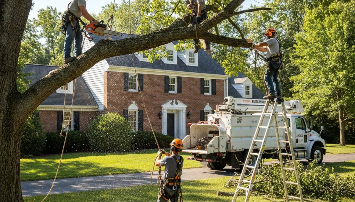 Tree service crew in Naperville, IL providing professional tree trimming and removal services