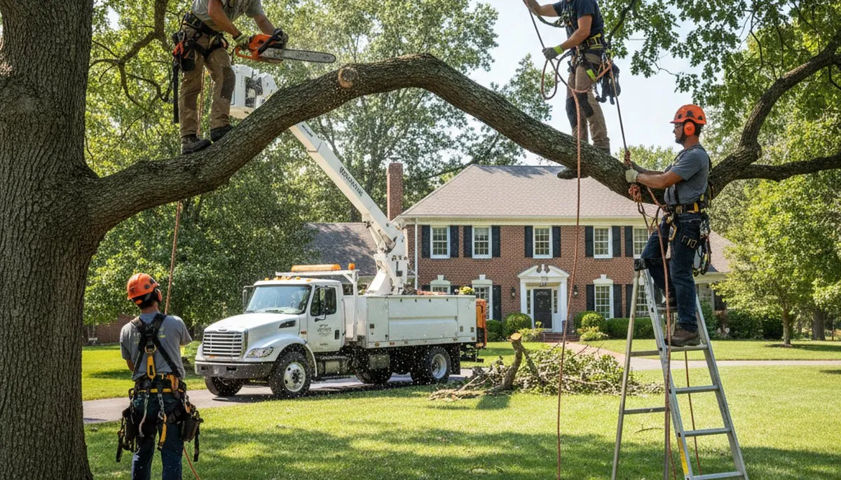 Tree service crew in Naperville, IL providing professional tree removal and trimming services