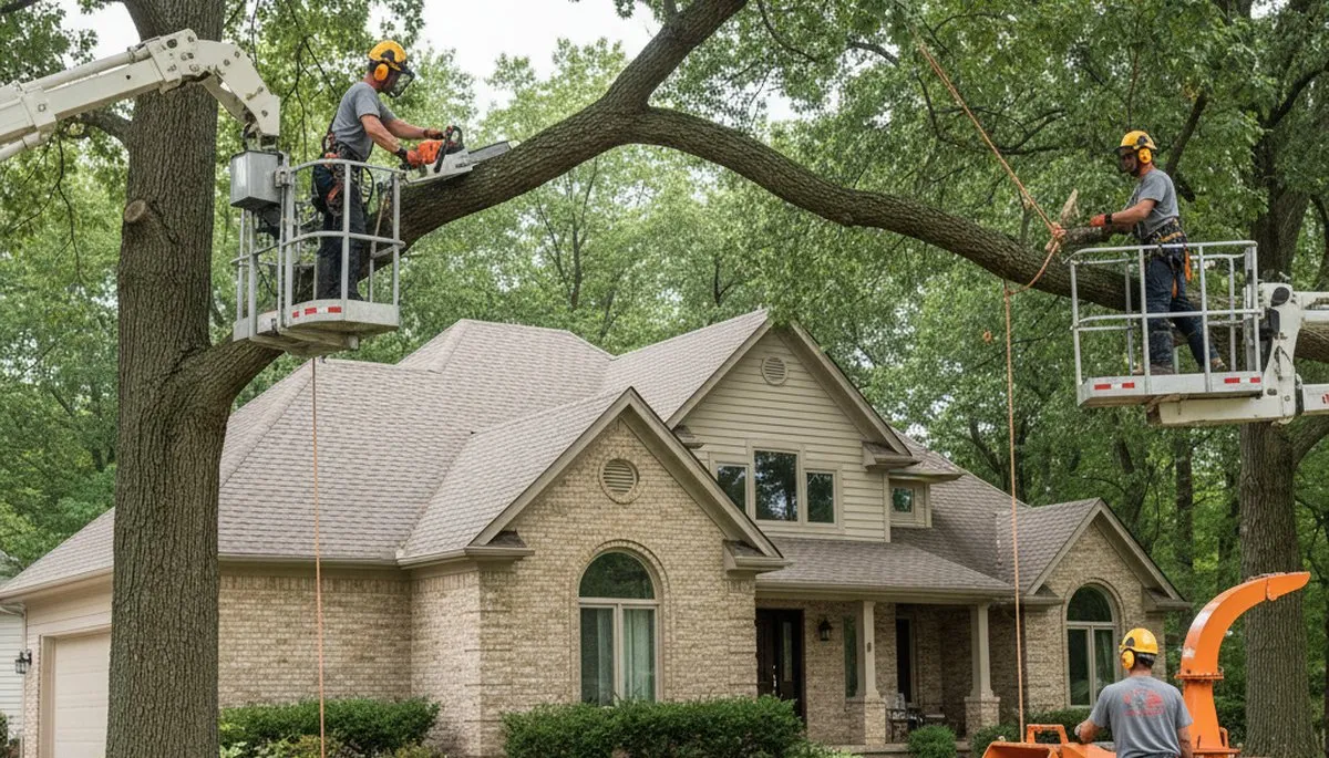 Tree service crew in Naperville, IL providing professional tree care and removal services